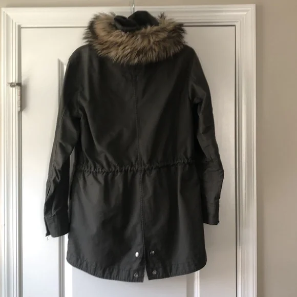 Gap womens long canteen parka gray removable Sherpa lining XS - Picture 7 of 9